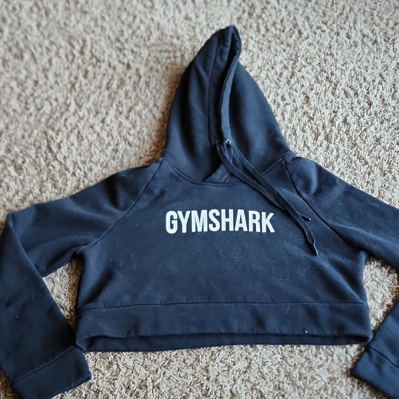 Gymshark Tops - Gymshark Black Cropped Hoodie Size Medium